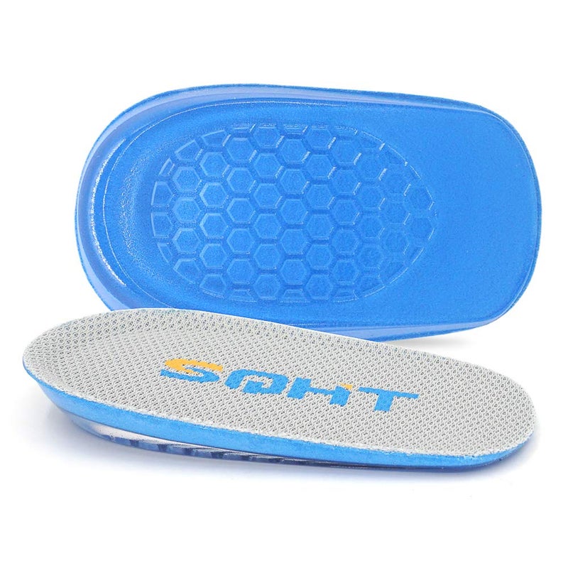 SQHT Heel Lift for Achilles Tendonitis  Heel Pain and Leg Length Discrepancy  Shoe Inserts for Men and Women (Blue&Beige  Small (0.6"" Height)) - Image 1